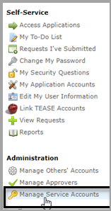 Manage Service Account link